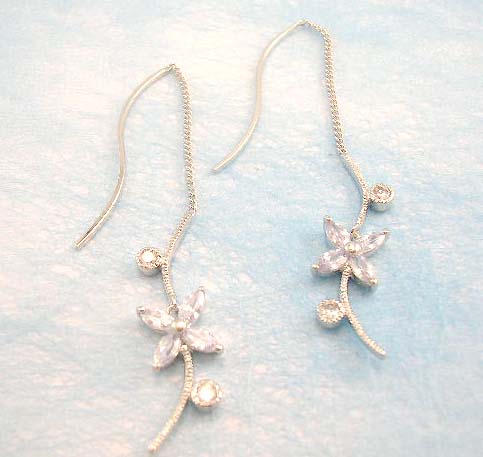 online cz wholesale shop distribute flower shaped threader cz earring